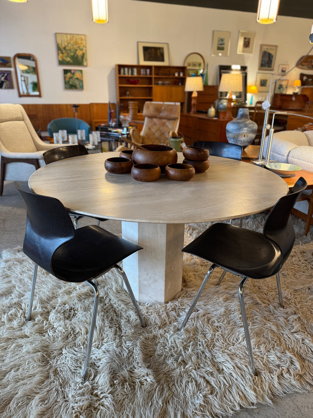1990s Italian Travertine Table