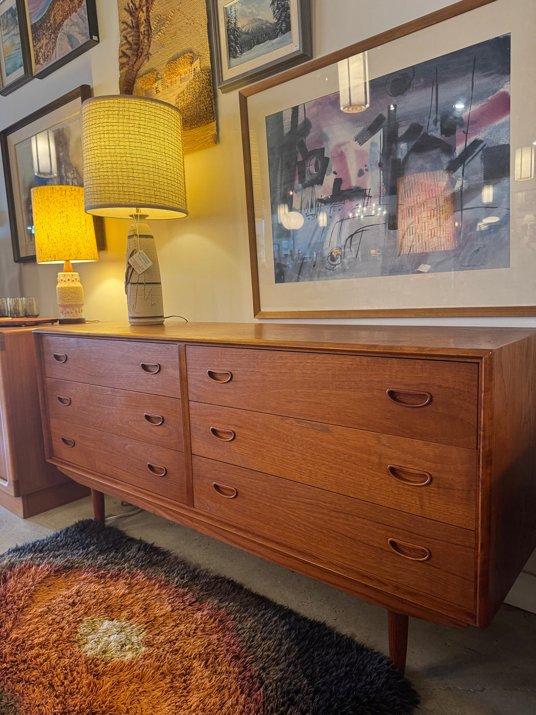 Teak Six Drawer Dresser