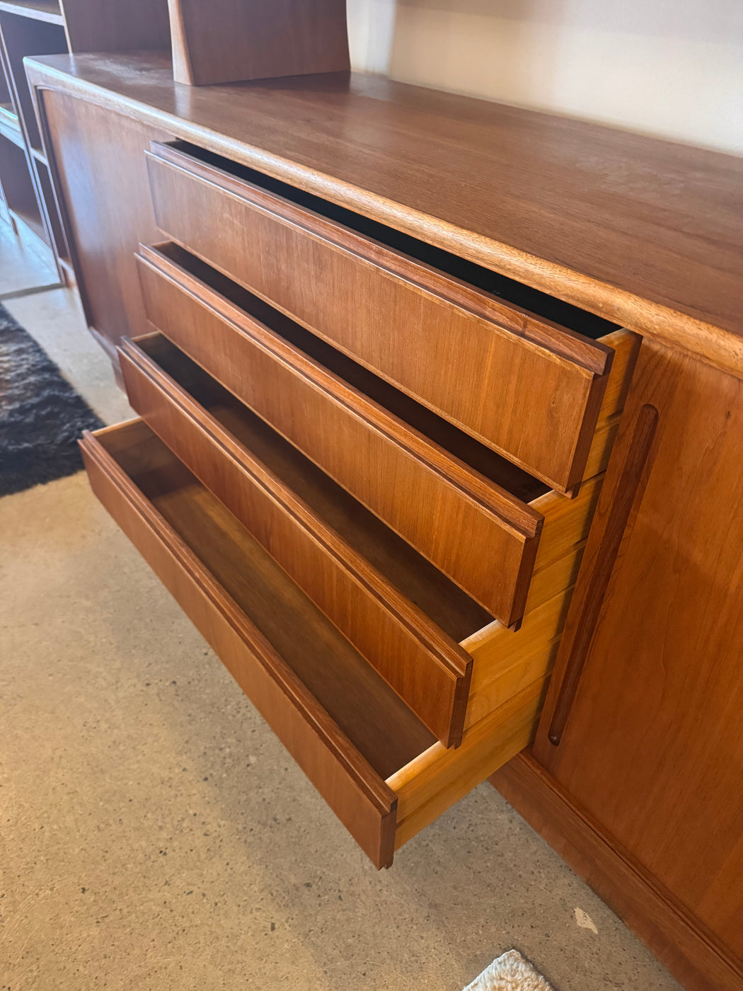 70s Danish Teak Credenza + Hutch