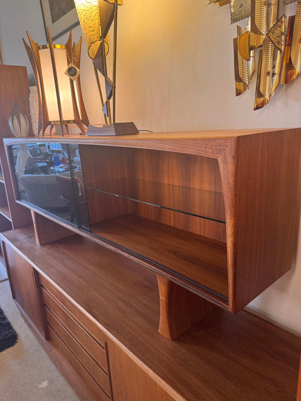 70s Danish Teak Credenza + Hutch