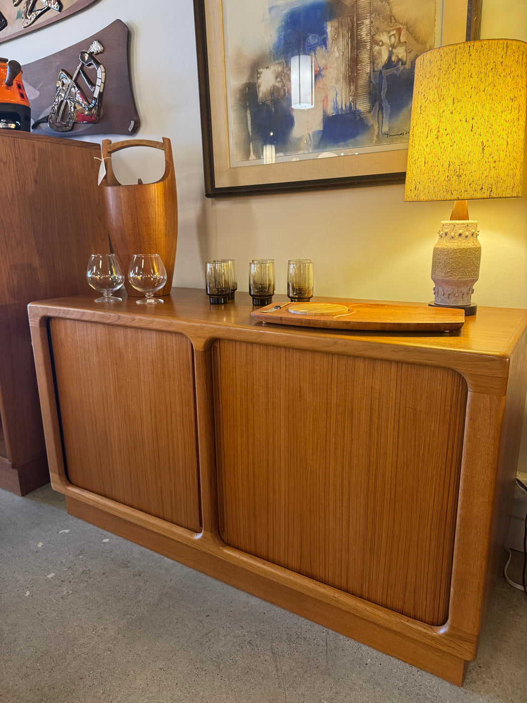Mid Century Teak Tambour Door Cabinet