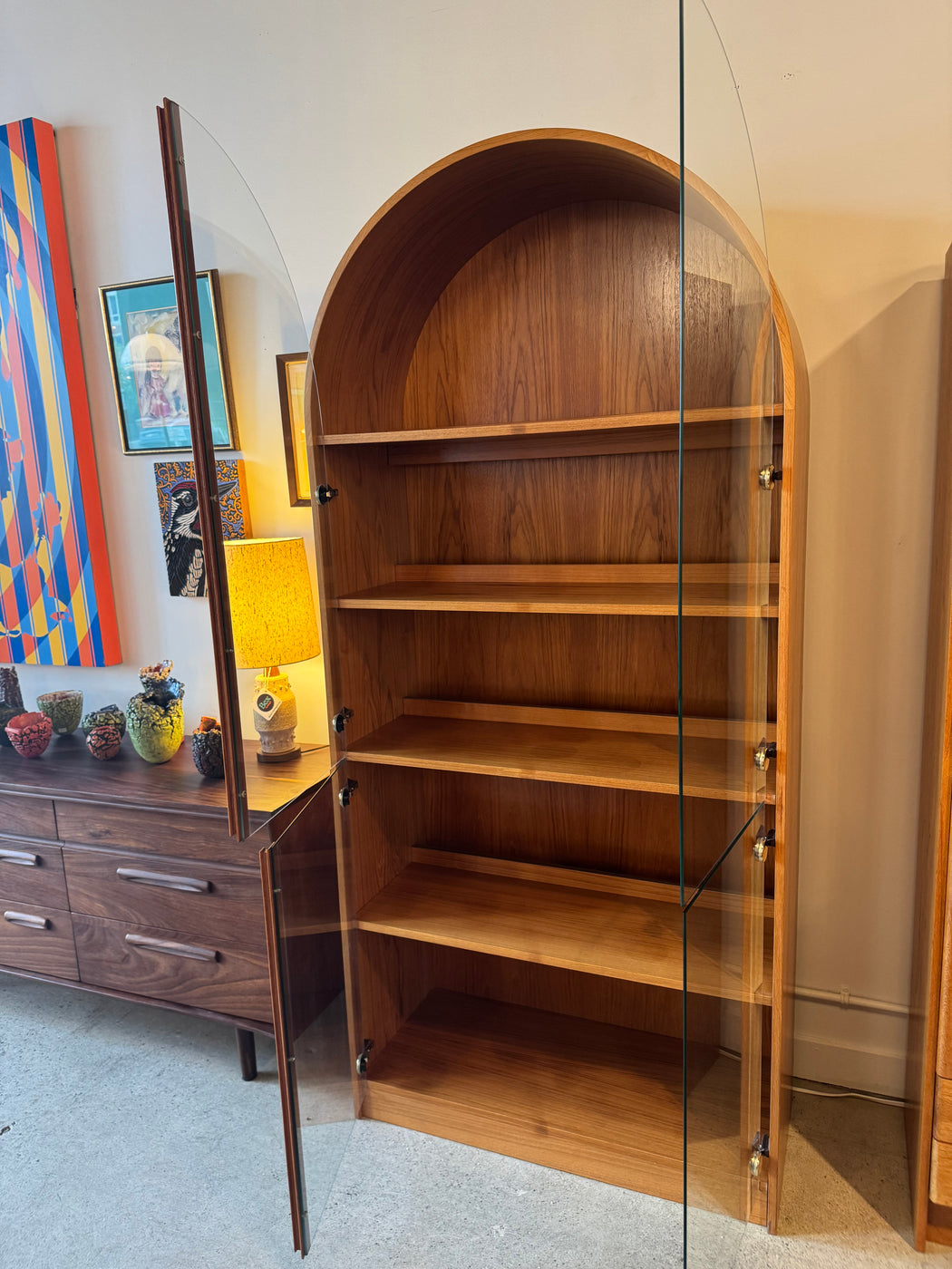 Vintage Teak Arched Cabinet