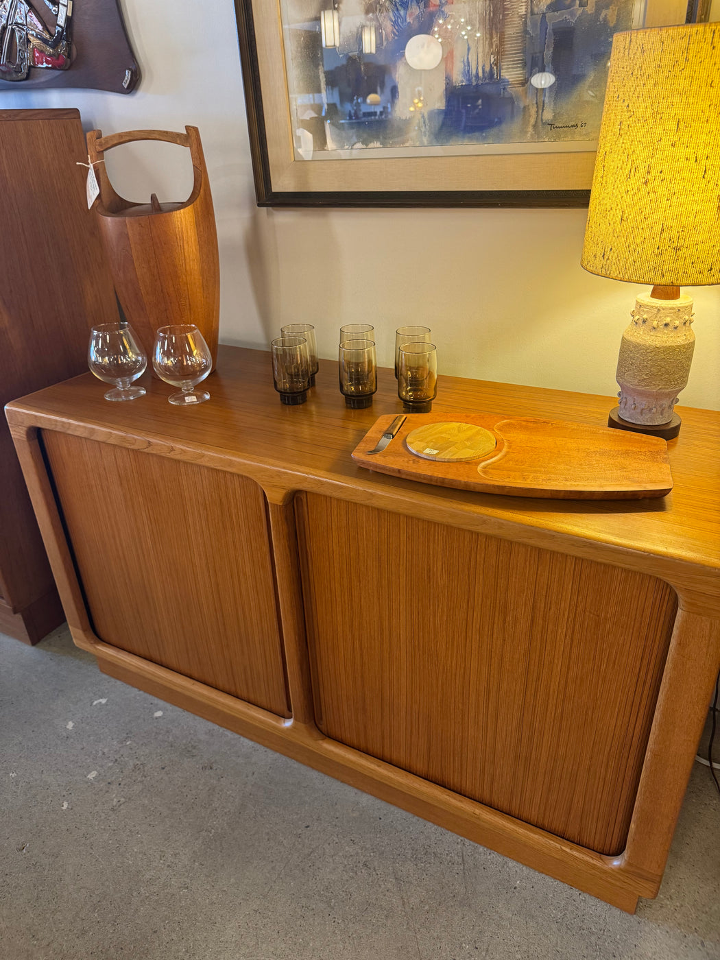 Mid Century Teak Tambour Door Cabinet