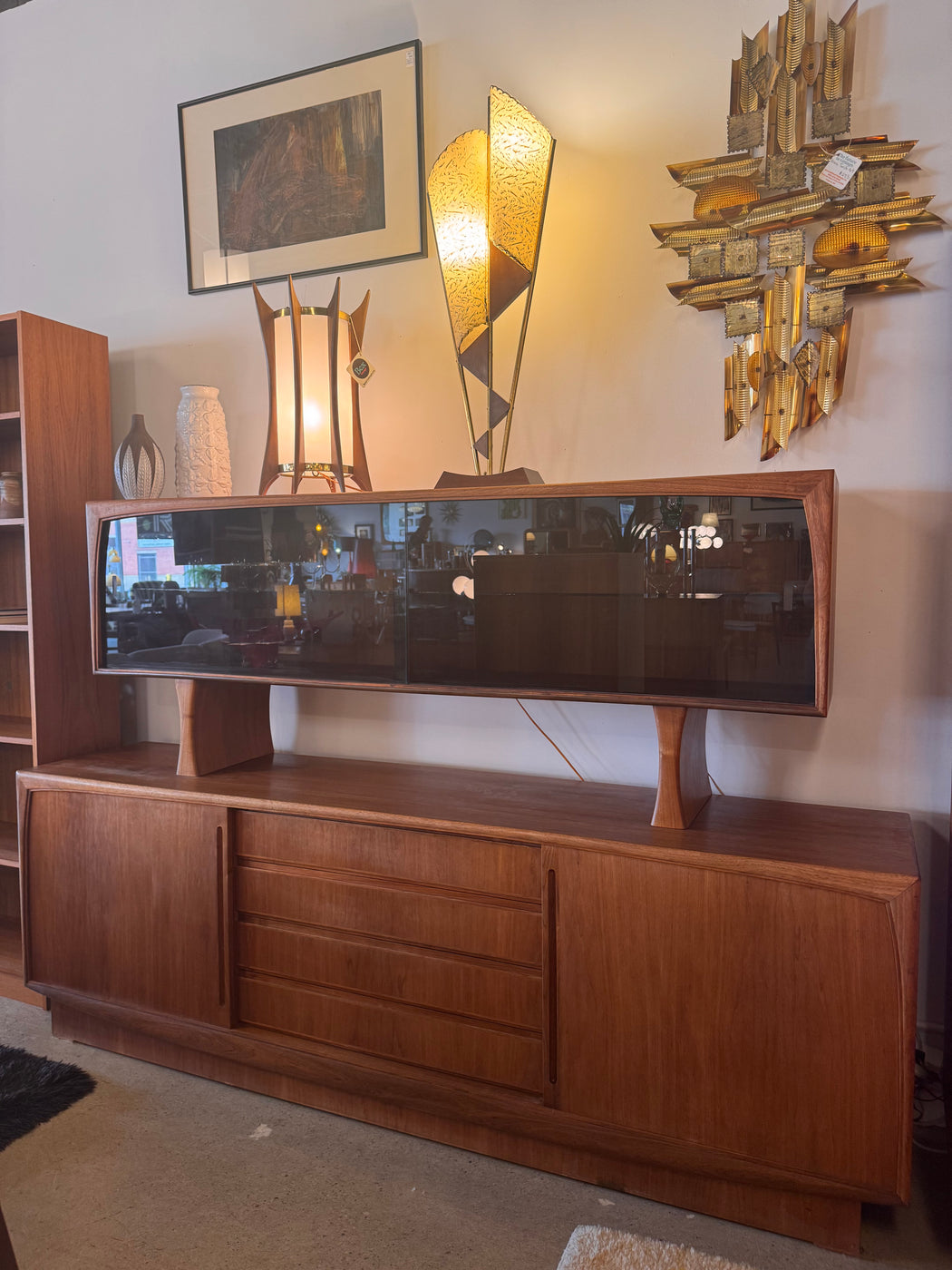 70s Danish Teak Credenza + Hutch