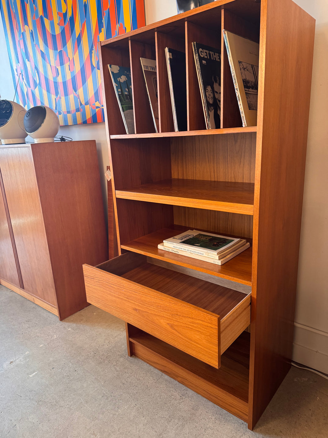 Teak Record Shelf