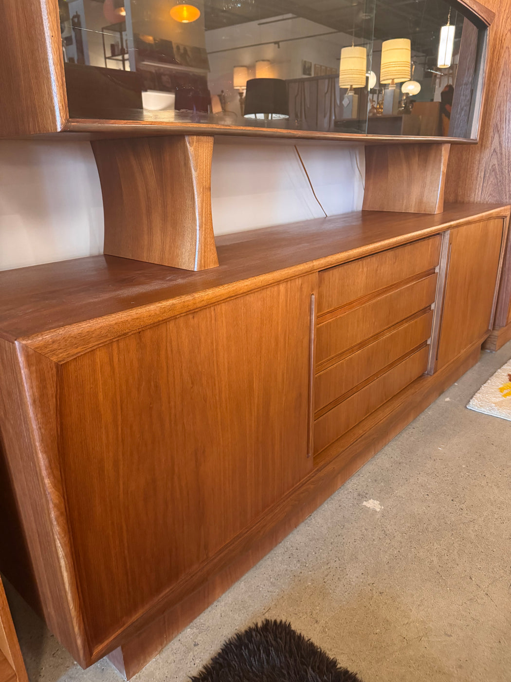 70s Danish Teak Credenza + Hutch