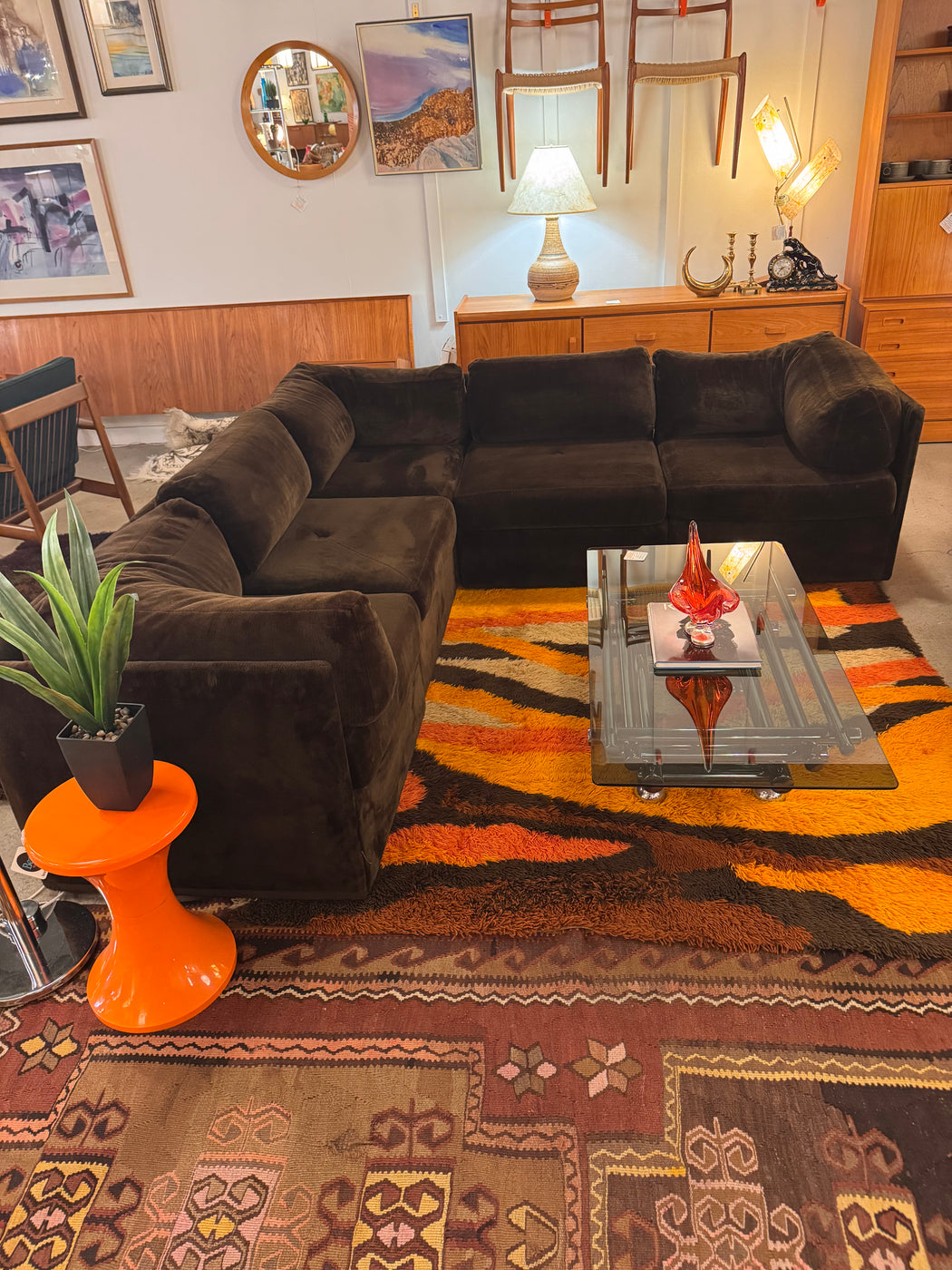 70s Plush Sectional Sofa