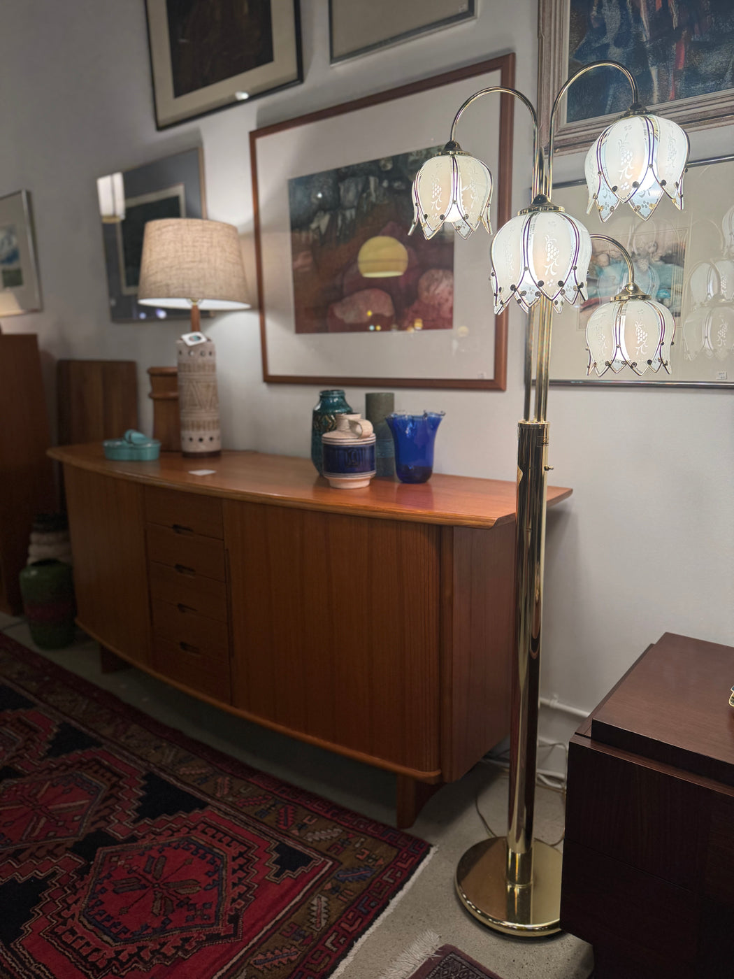 Vintage Brass Tulip Floor Lamp