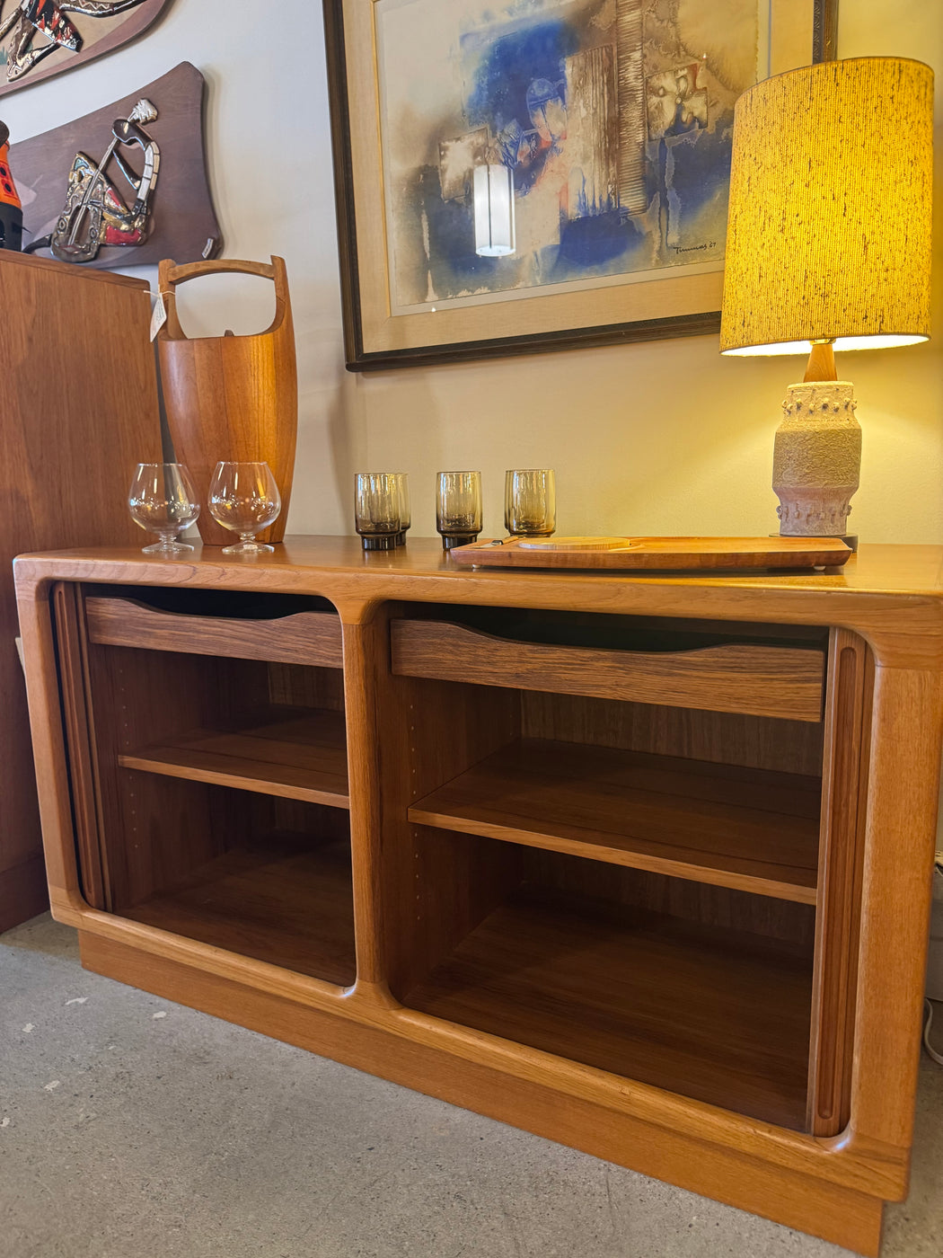 Mid Century Teak Tambour Door Cabinet