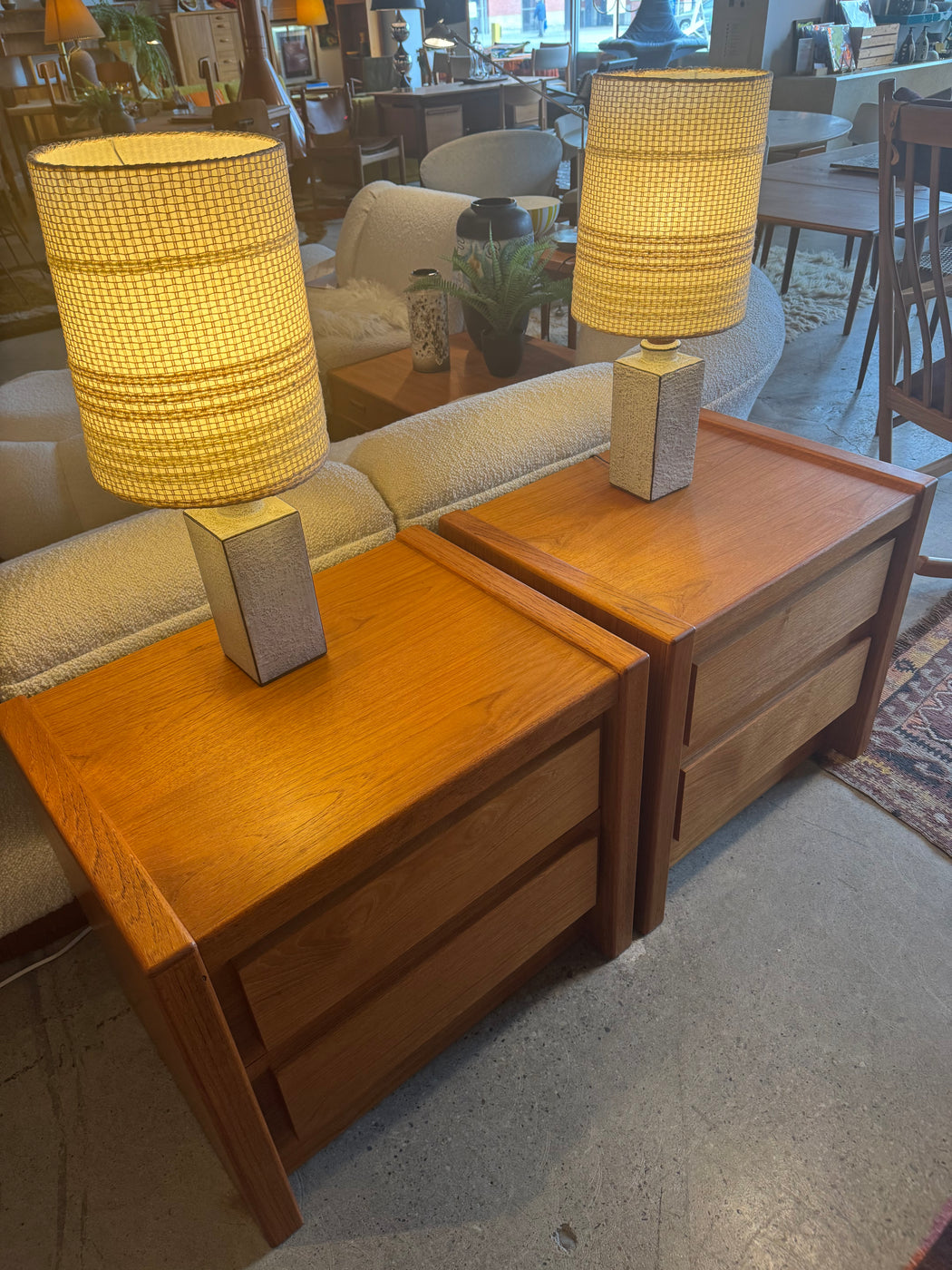 Teak Nightstands Pair