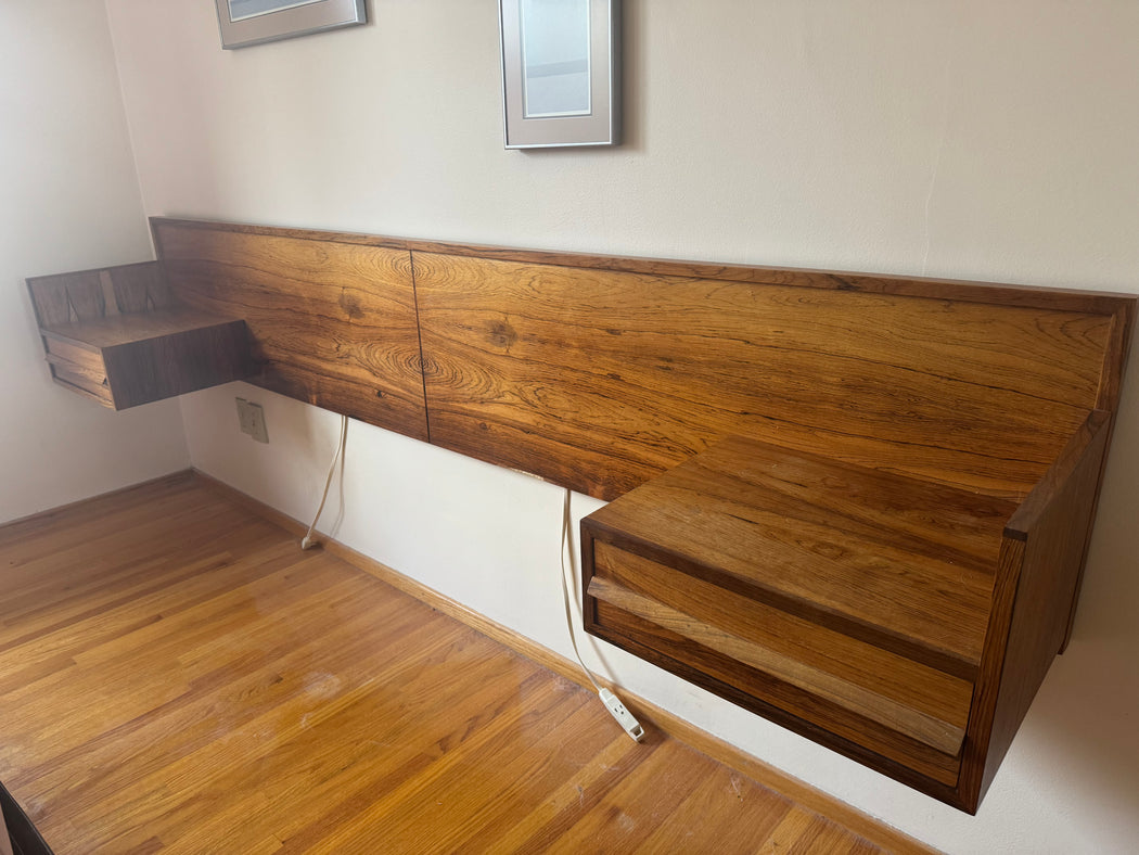 Rosewood Queen Headboard With Floating Nightstands