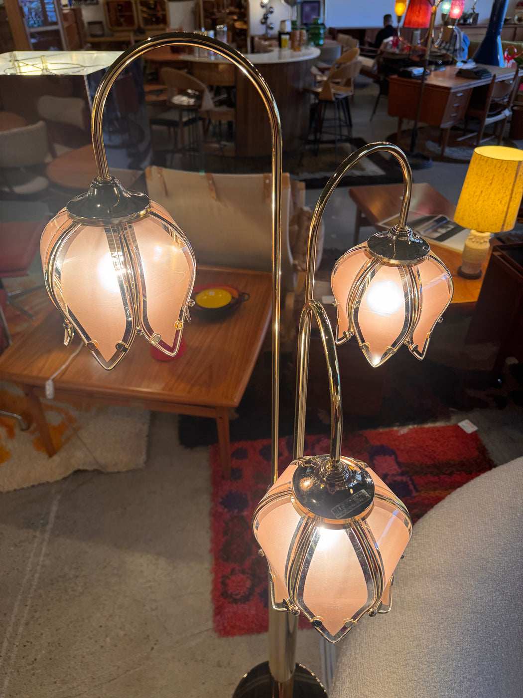 Vintage Brass Tulip Floor Lamp