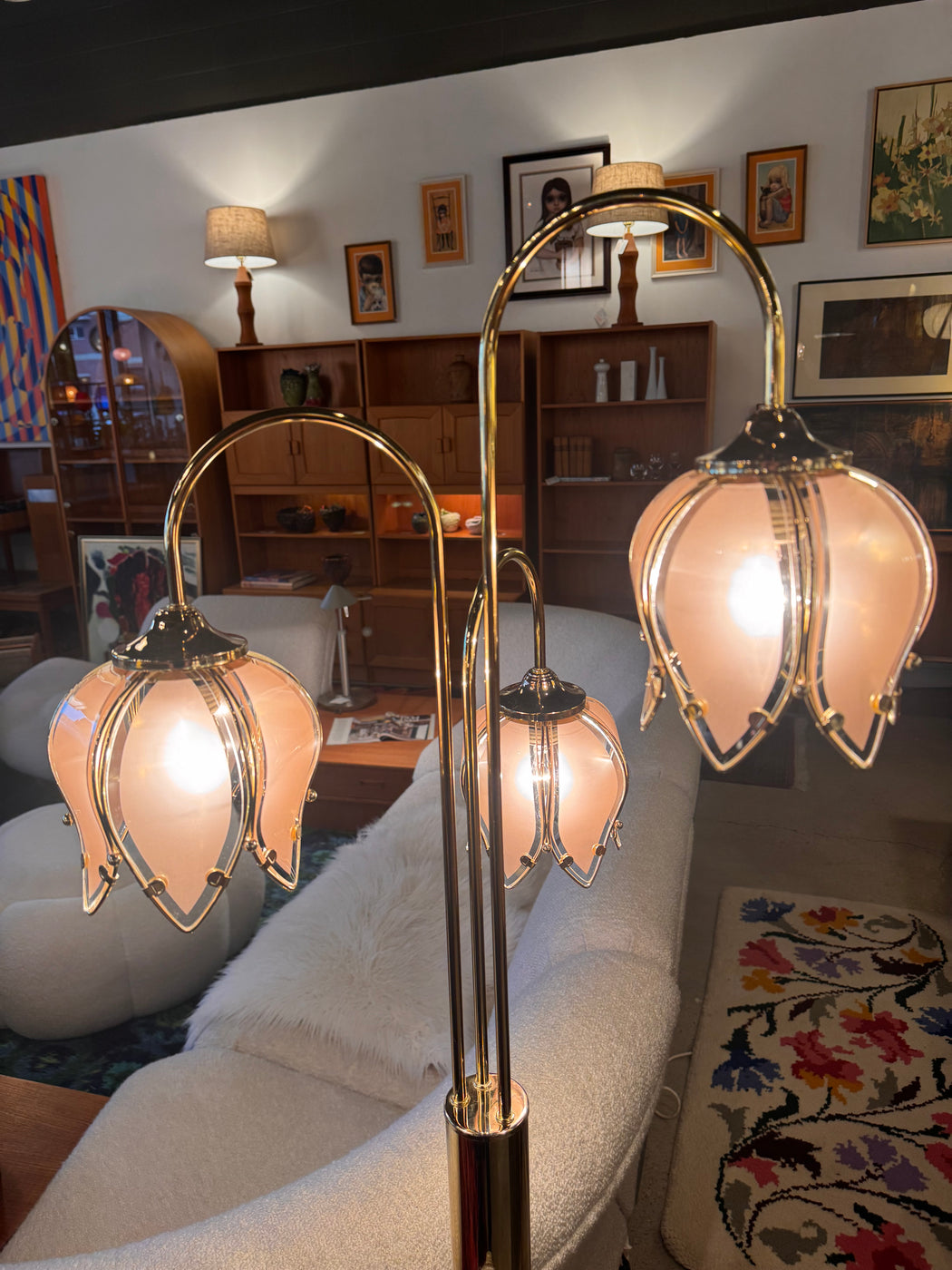 Vintage Brass Tulip Floor Lamp
