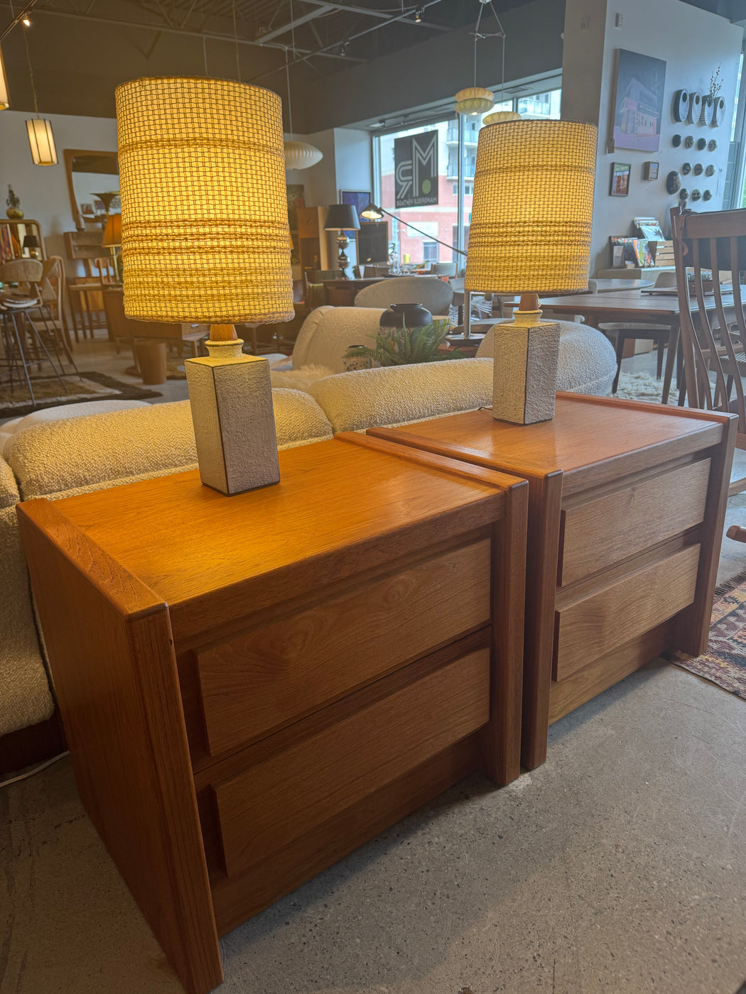 Teak Nightstands Pair