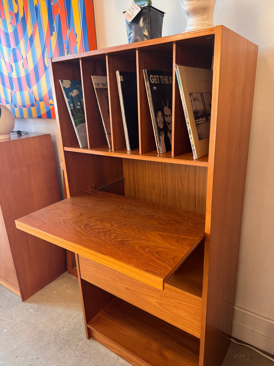 Teak Record Shelf