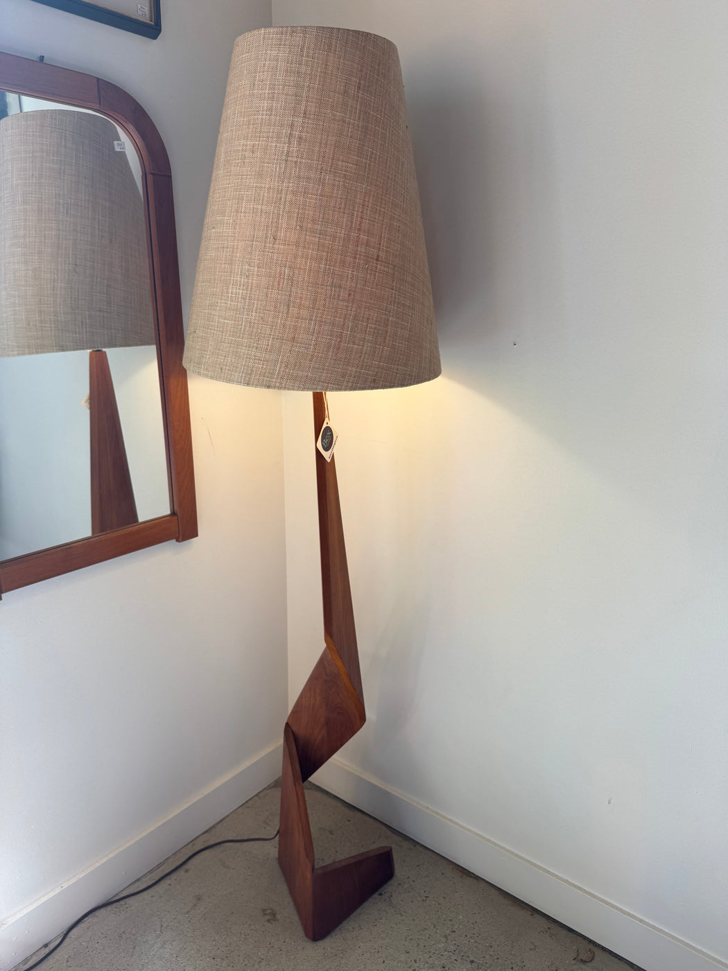 Teak Zig Zag Floor Lamp