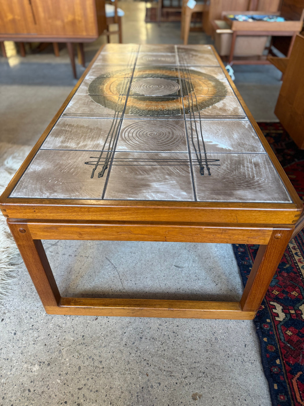 Danish Teak + Tile Coffee Table