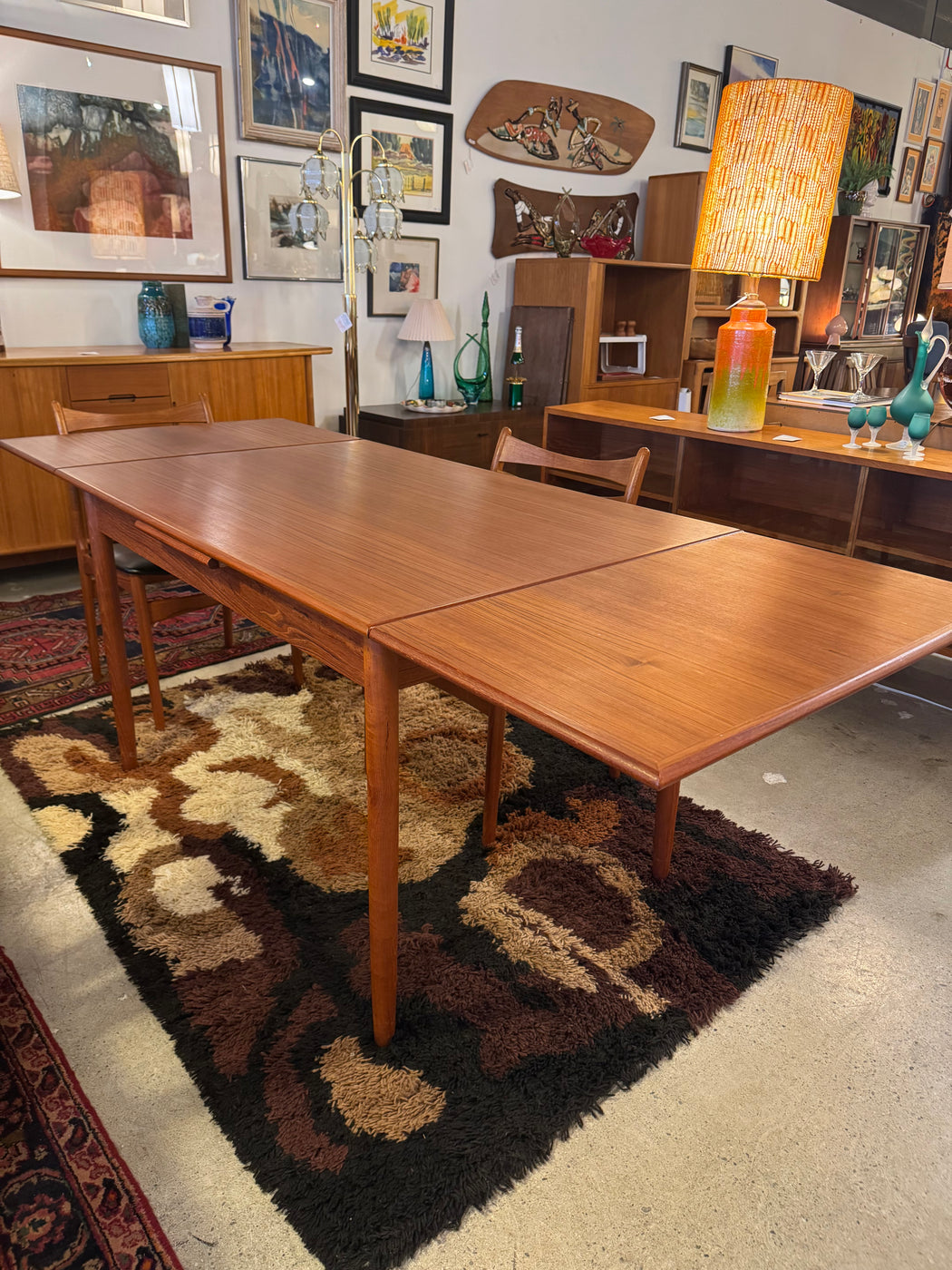 Danish Teak Draw Leaf Table