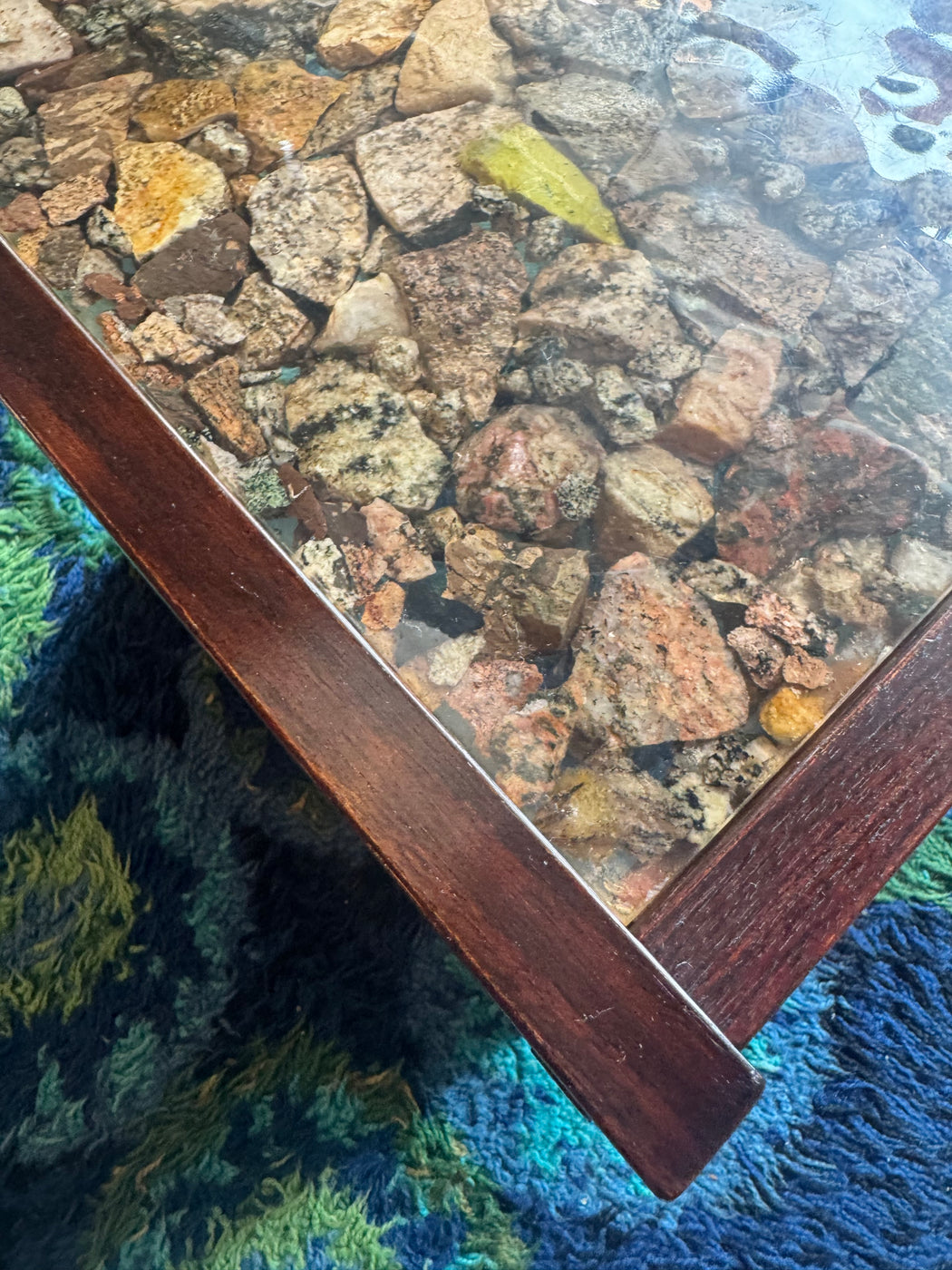 Rosewood + Glass Coffee Table