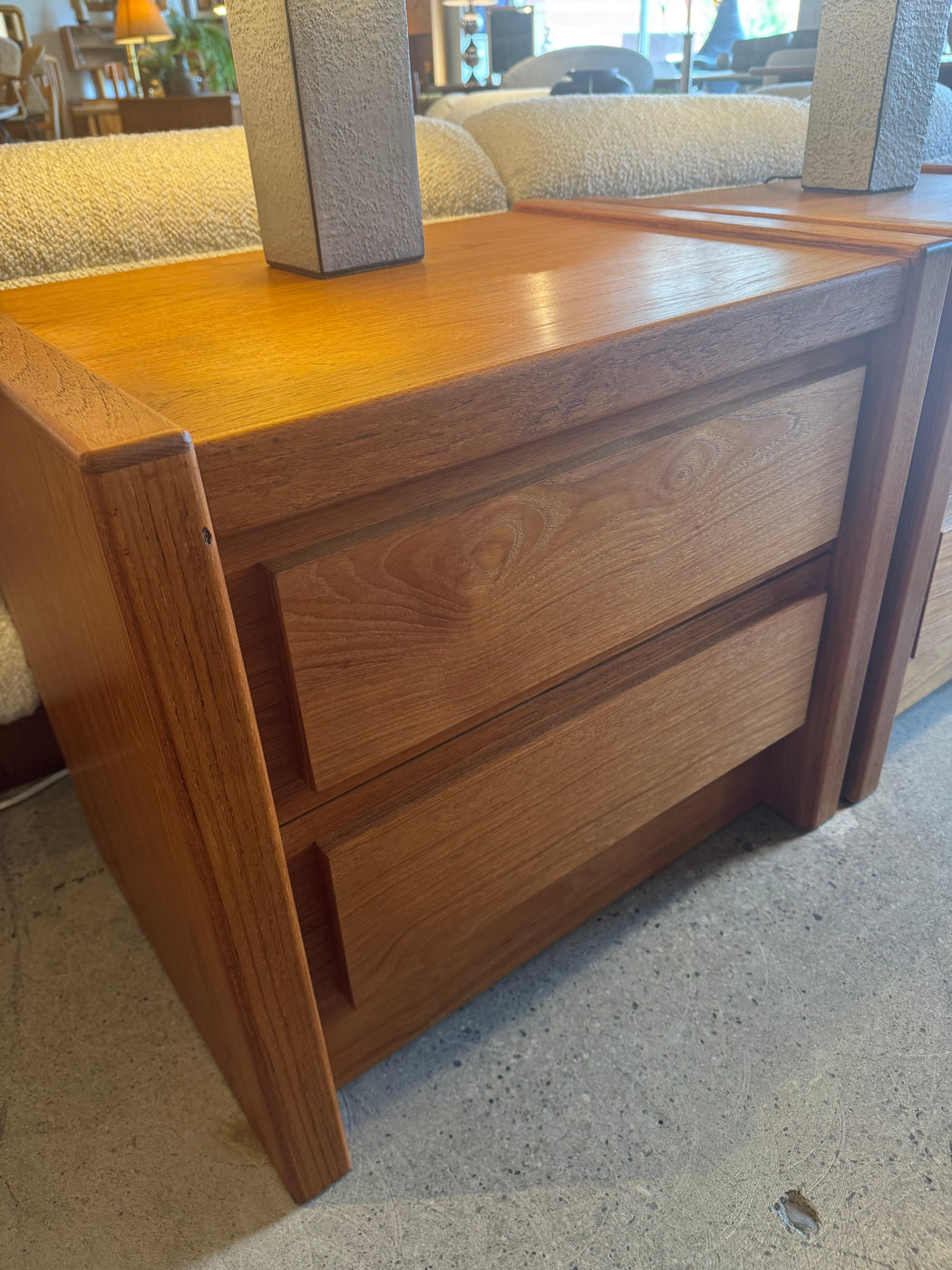 Teak Nightstands Pair