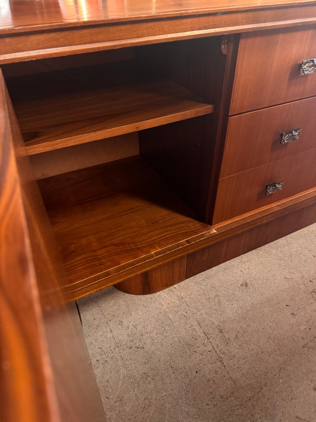 Walnut Brutalist Dresser Credenza