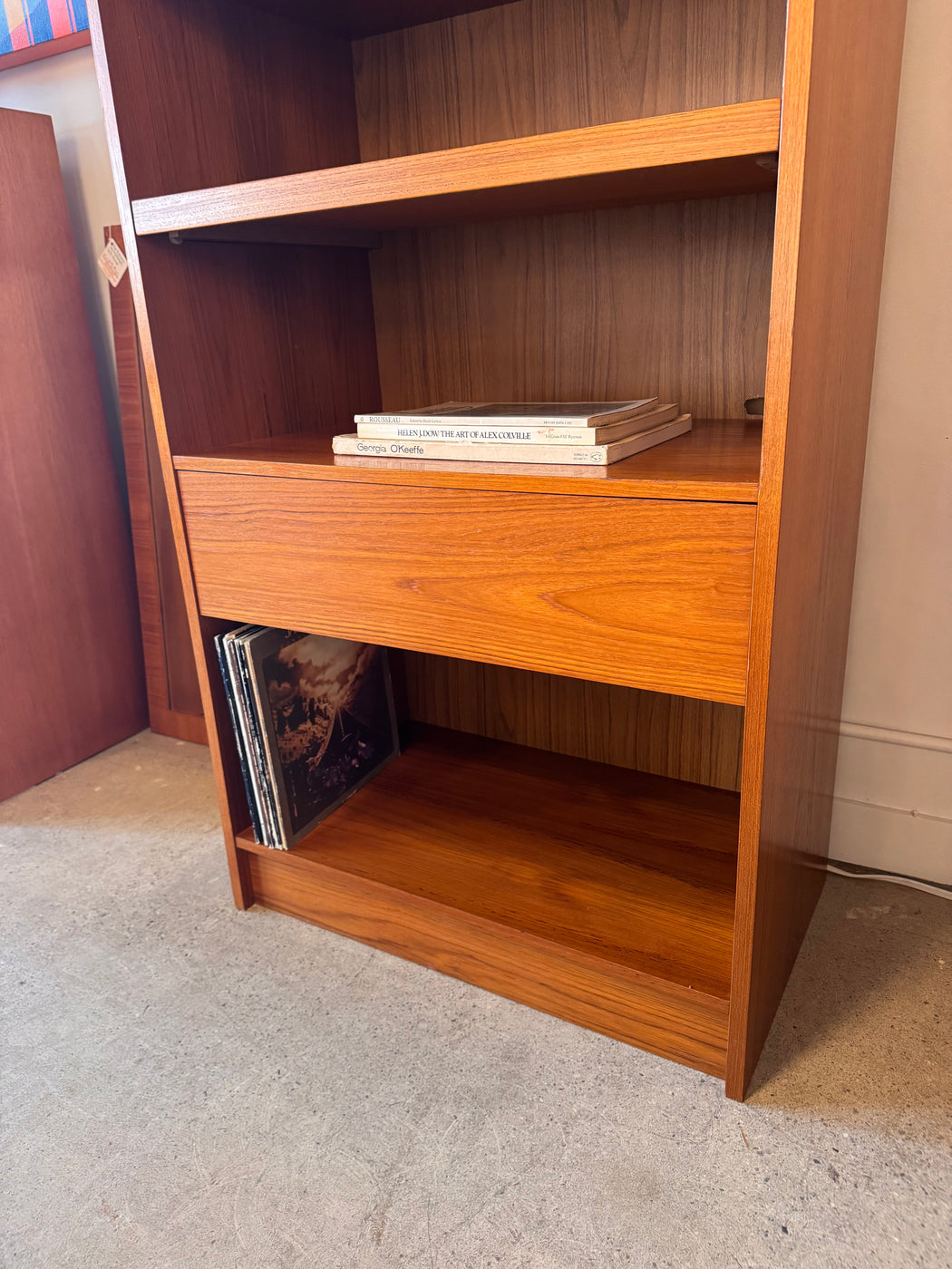 Teak Record Shelf