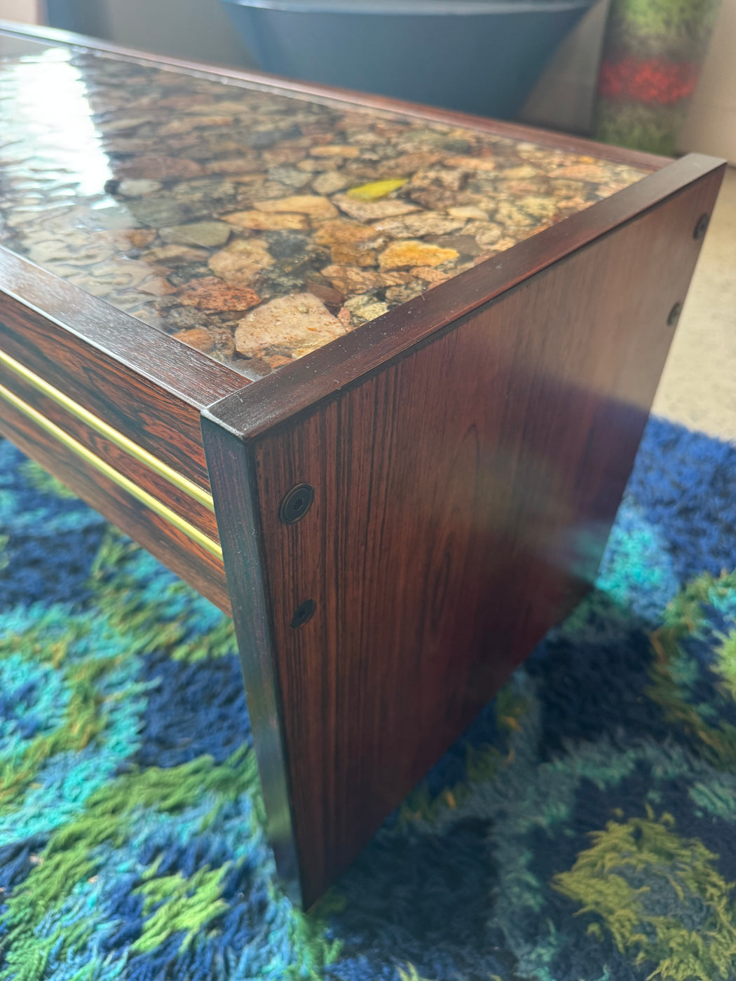 Rosewood + Glass Coffee Table