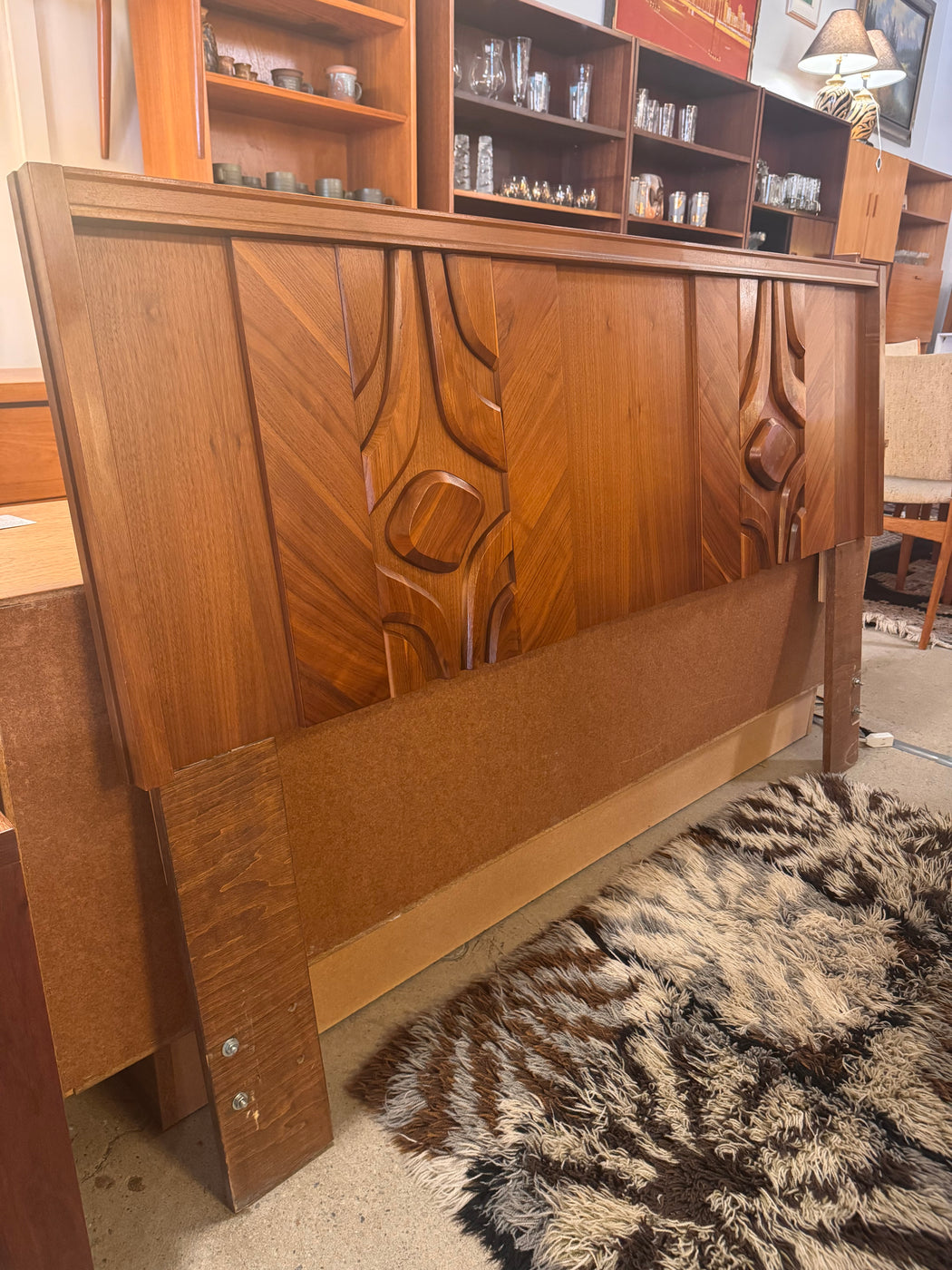 Walnut Brutalist Queen Headboard