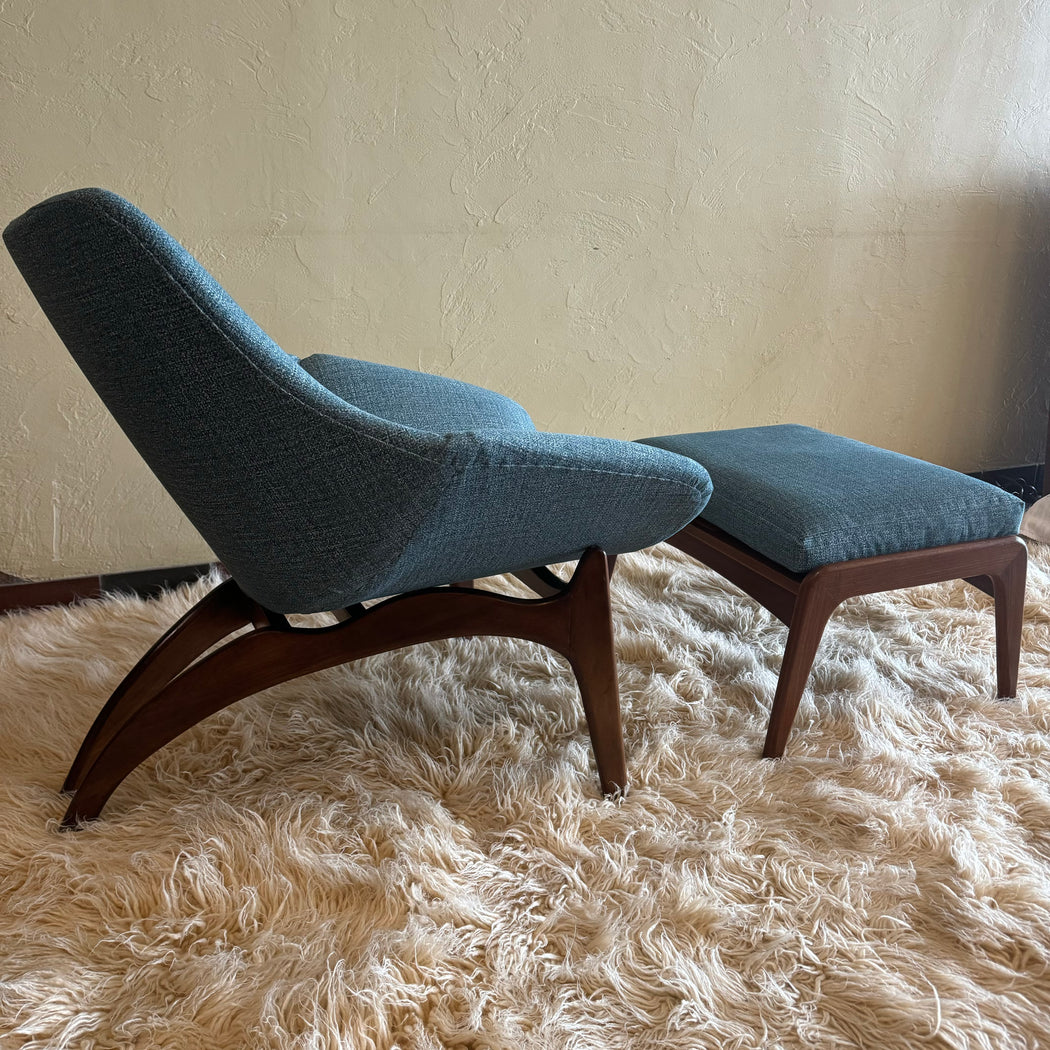 Vintage Atomic Chair + Ottoman
