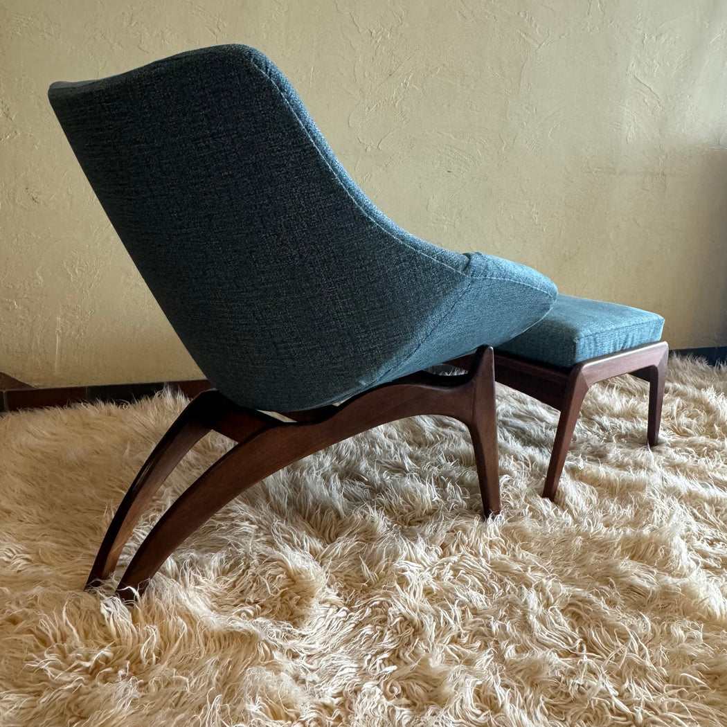 Vintage Atomic Chair + Ottoman
