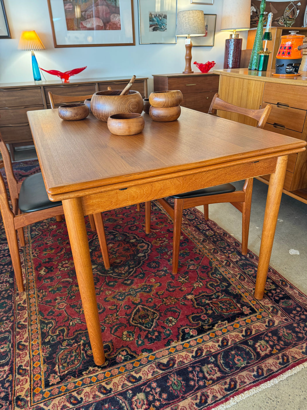 Danish Teak Draw Leaf Table