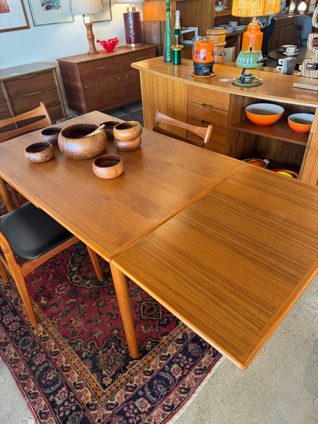 Danish Teak Draw Leaf Table