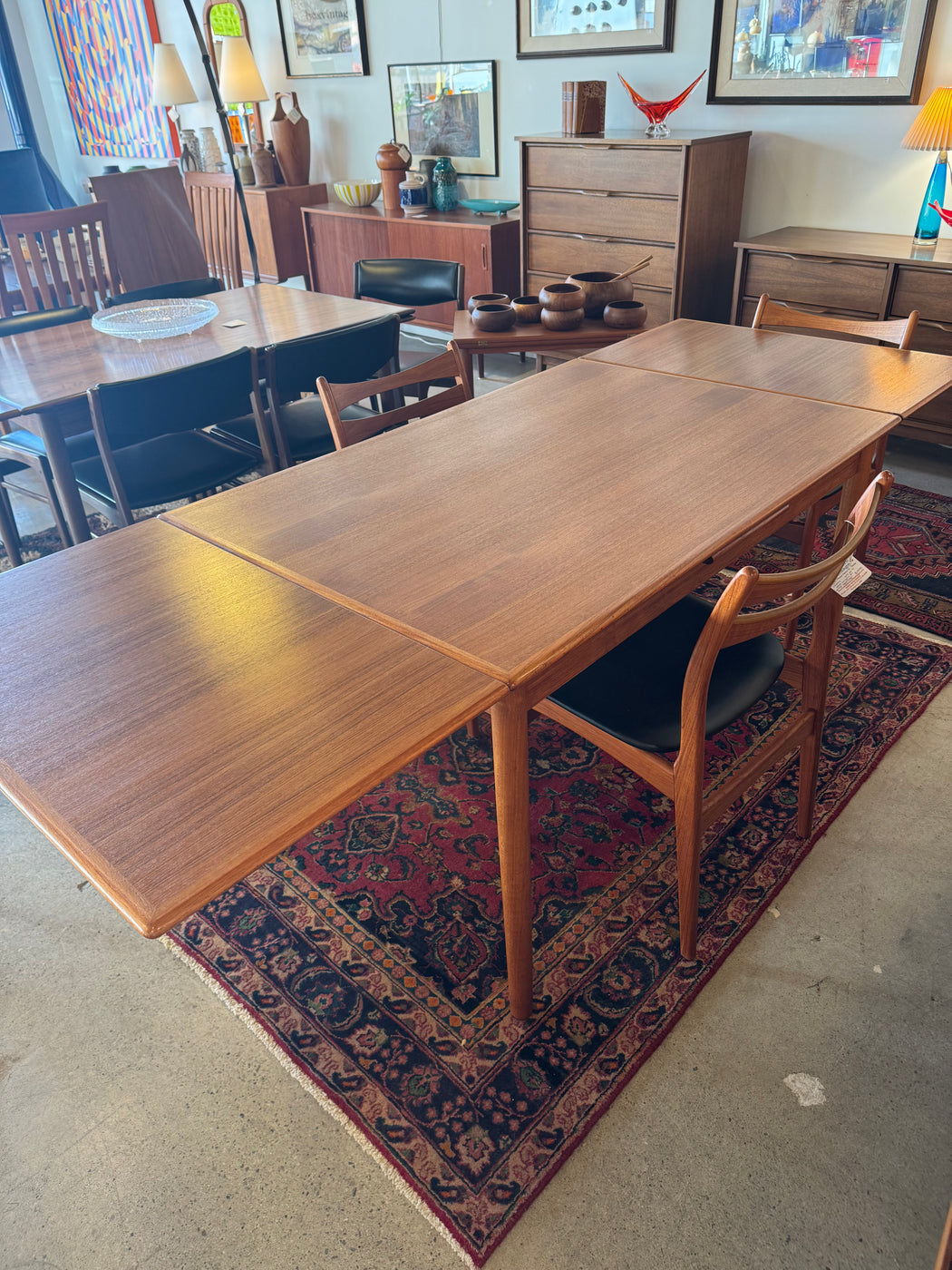 Danish Teak Draw Leaf Table