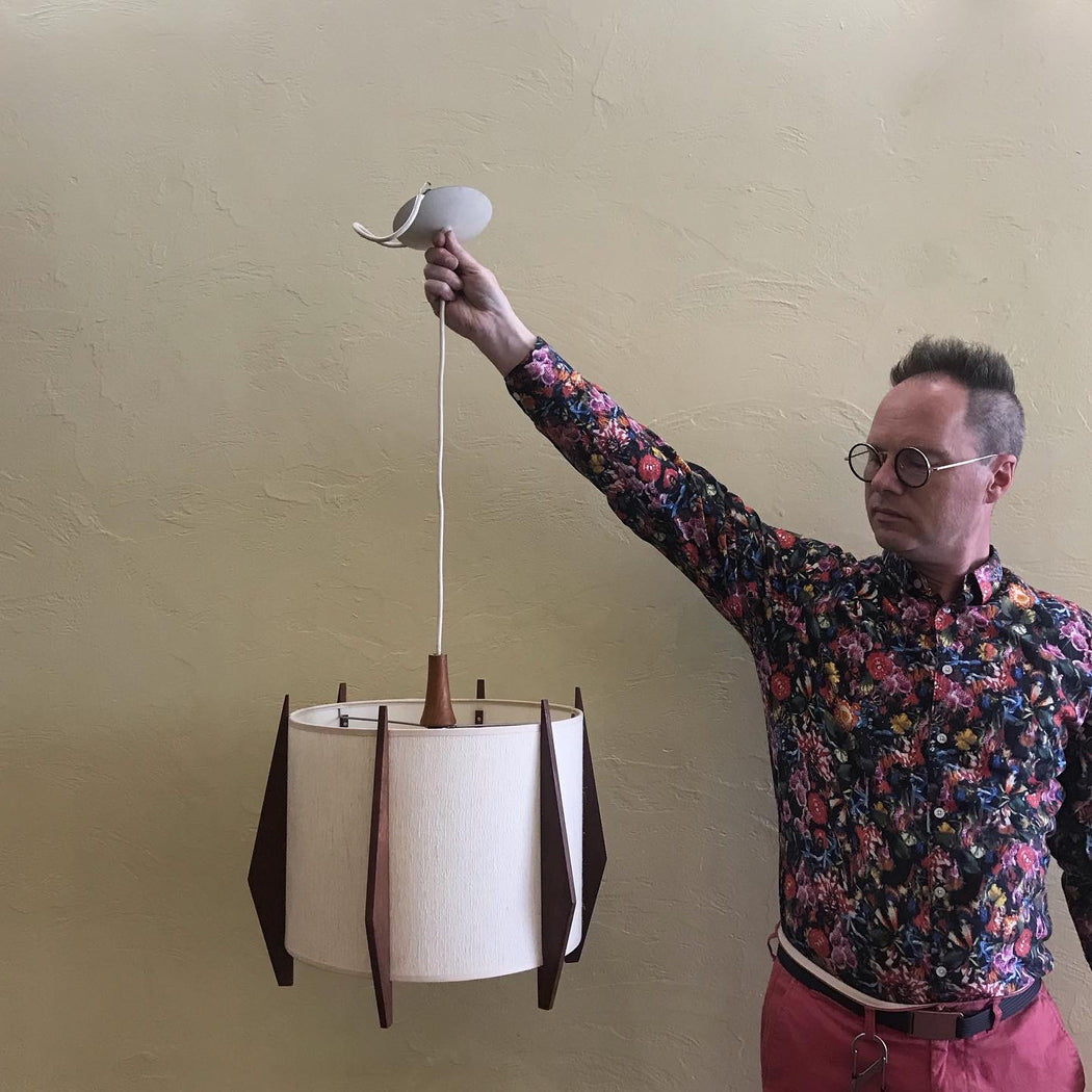 Teak Rocket Style Ceiling Lamp