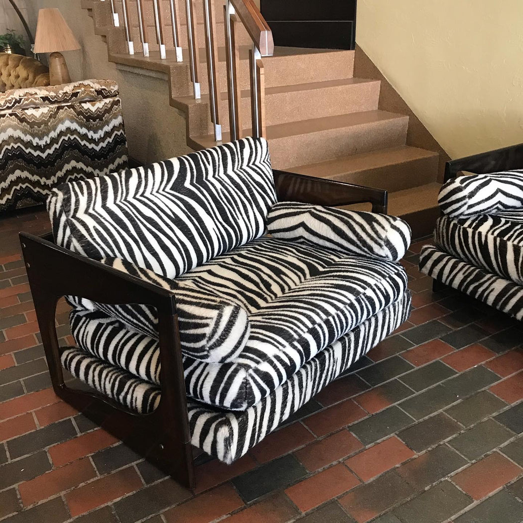 SALE • Vintage Zebra Couch + Chair