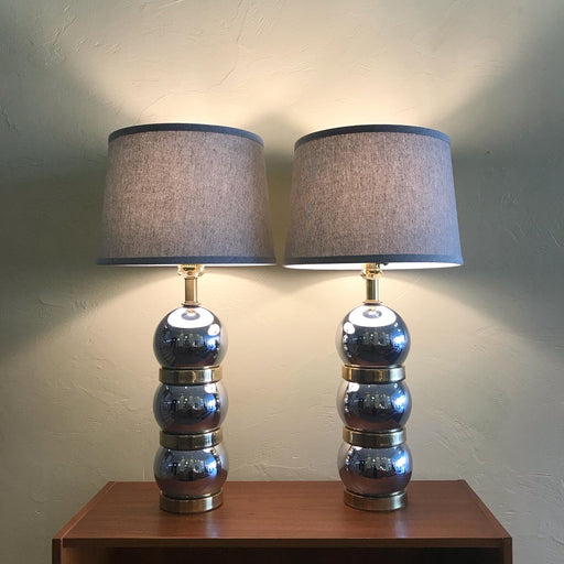 SOLD • Chrome + Brass Ball Lamps