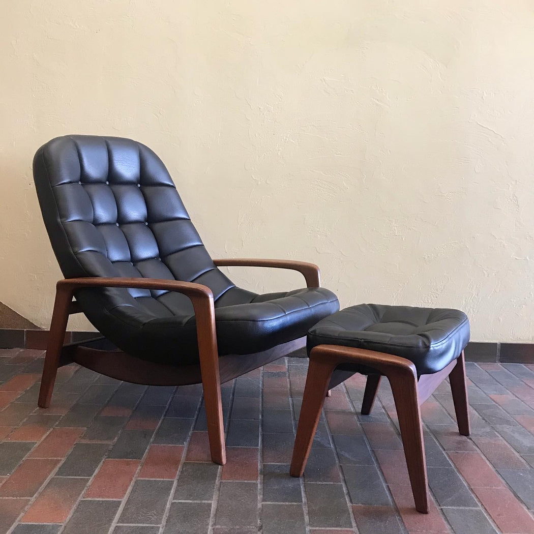 SOLD • Black R. Huber Scoop Chair + Ottoman