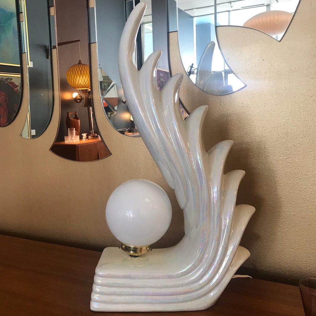 SOLD • 80s Deco Angel Wing Lamp