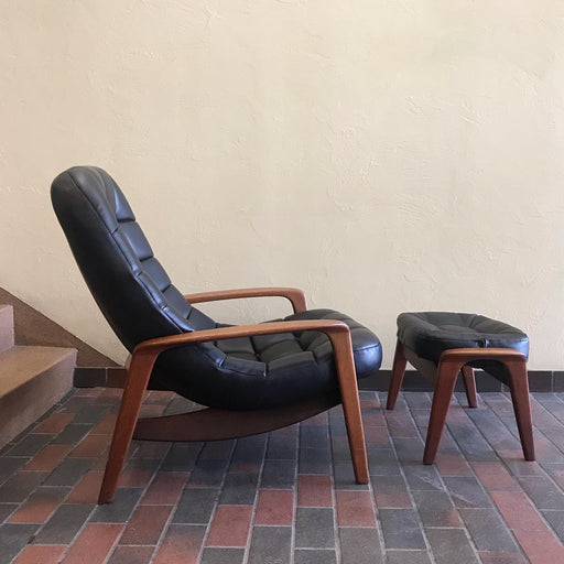 SOLD • Black R. Huber Scoop Chair + Ottoman